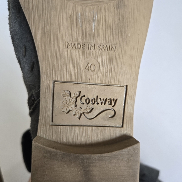 Coolway Nelia Grey Suede Laser Cut Leather Peep Toe Booties sz 40 US8 - Picture 4 of 5